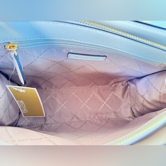 Michael Kors Sheila Medium Satchel Shoulder Bag MK Pale Gold Multi - Picture 10 of 14